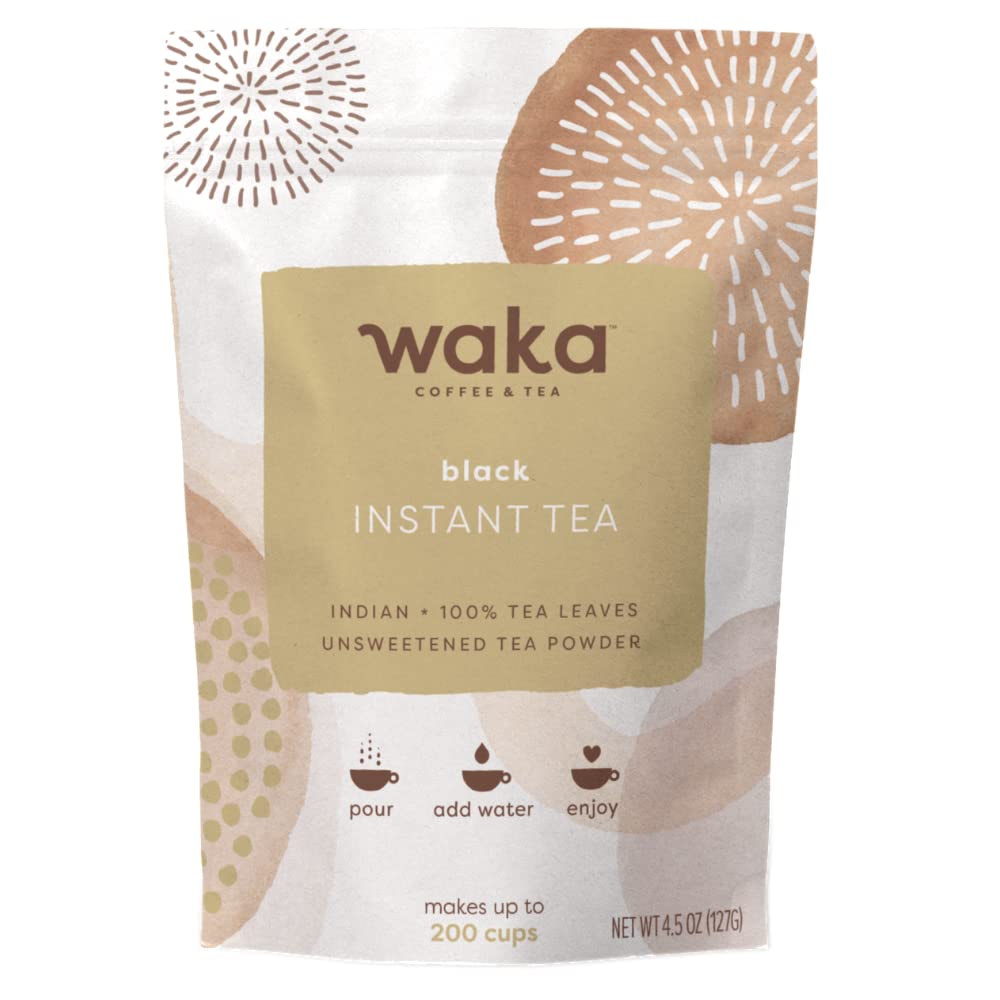 Waka Quality Instant Tea Unsweetened Black Tea Indian 100% Tea Leaves 4.5 oz Bulk Bag