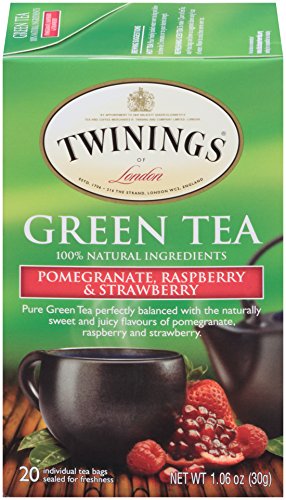 Twinings Green Tea With Pomegranate, Raspberry and Strawberry, 20 Count Pack of 6, Individually Wrapped Bags, Caffeinated