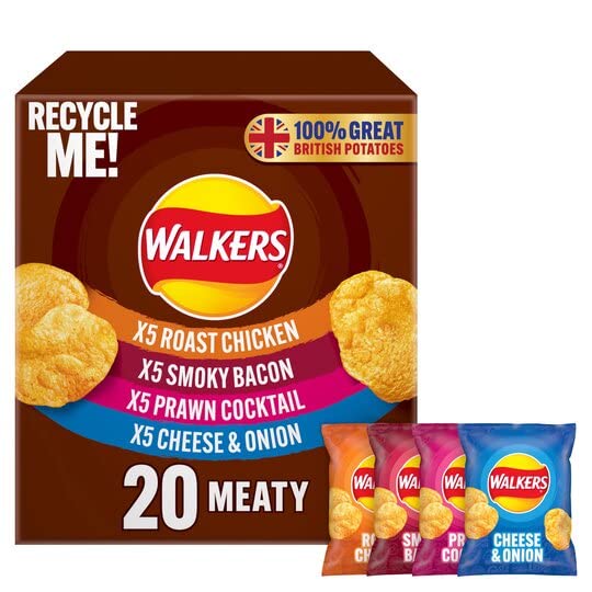 Walkers Meaty Variety Crisps 25g x - 22 per pack (1.21lbs)