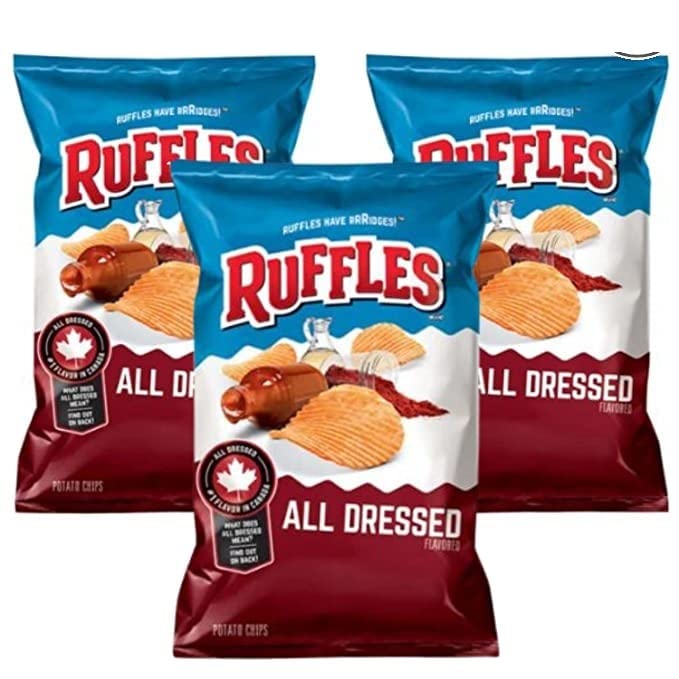 Ruffles All Dressed Ridged Potato Chips, 7.05oz (Pack of 3) Shipped from USA