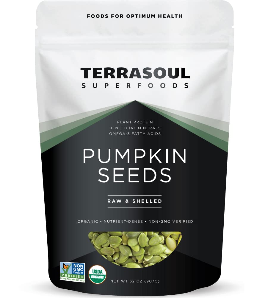 Terrasoul Superfoods Organic Pumpkin Seeds, 2 Lbs - Premium Quality | Shelled | Raw | Unsalted