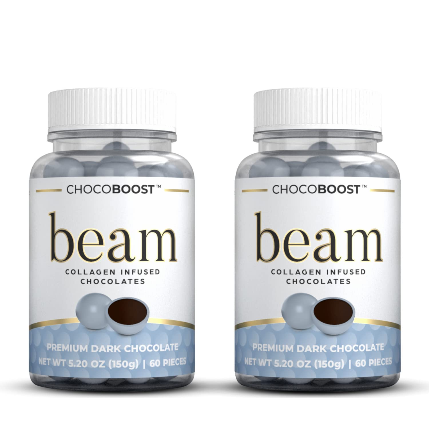 ChocoBOOST Beam Collagen Infused Chocolate (2 Pack) - Delicious Dark Chocolate - Fair Trade