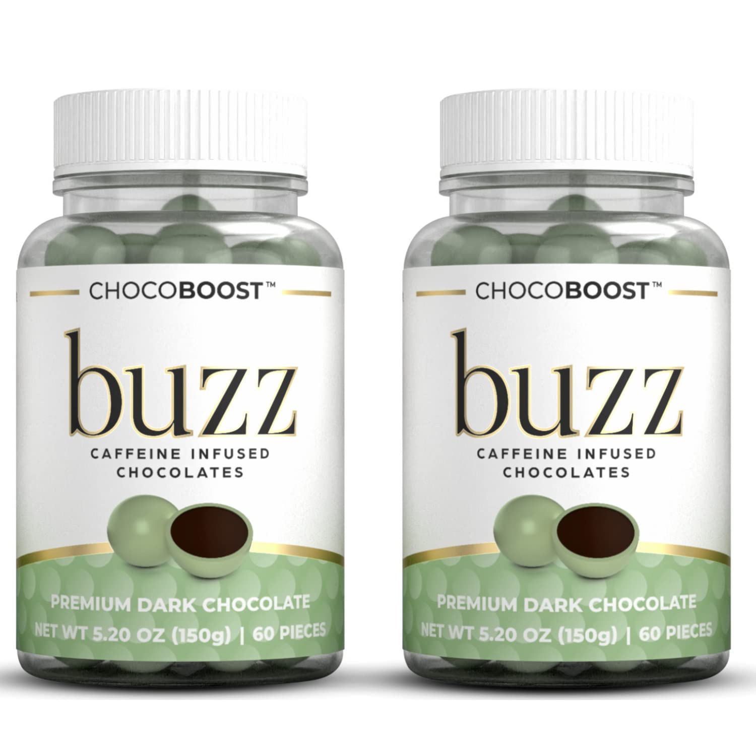 ChocoBOOST Buzz Caffeine Infused Chocolate (2 Pack) - Delicious Dark Chocolate That Delivers Energy and Focus - Fair Trade