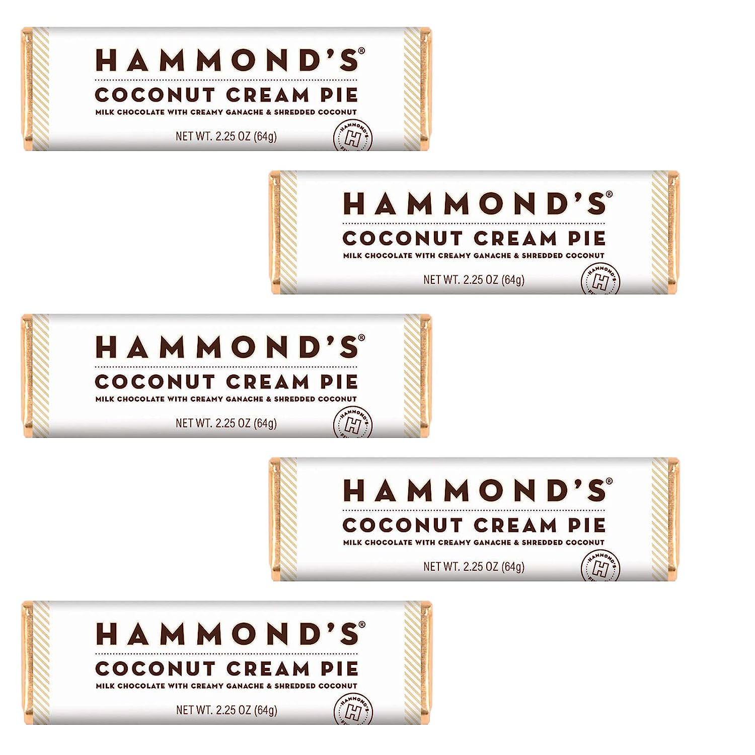 Hammond's Candies Gourmet Chocolate Candy Bars Coconut Cream Pie | Sweet Gourmet Milk Chocolate Bar with Ganache