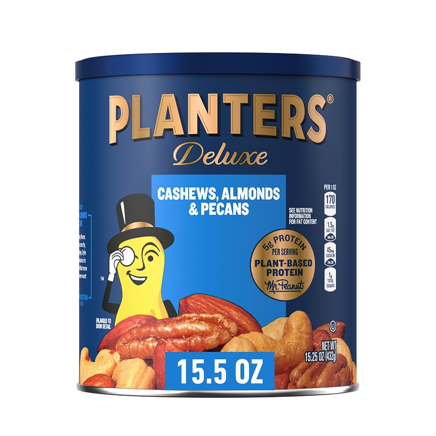 PLANTERS Select Cashews, Almonds & Pecans, 15.25 oz. Resealable Container - Salted Nuts - Kosher, Packaging may Vary