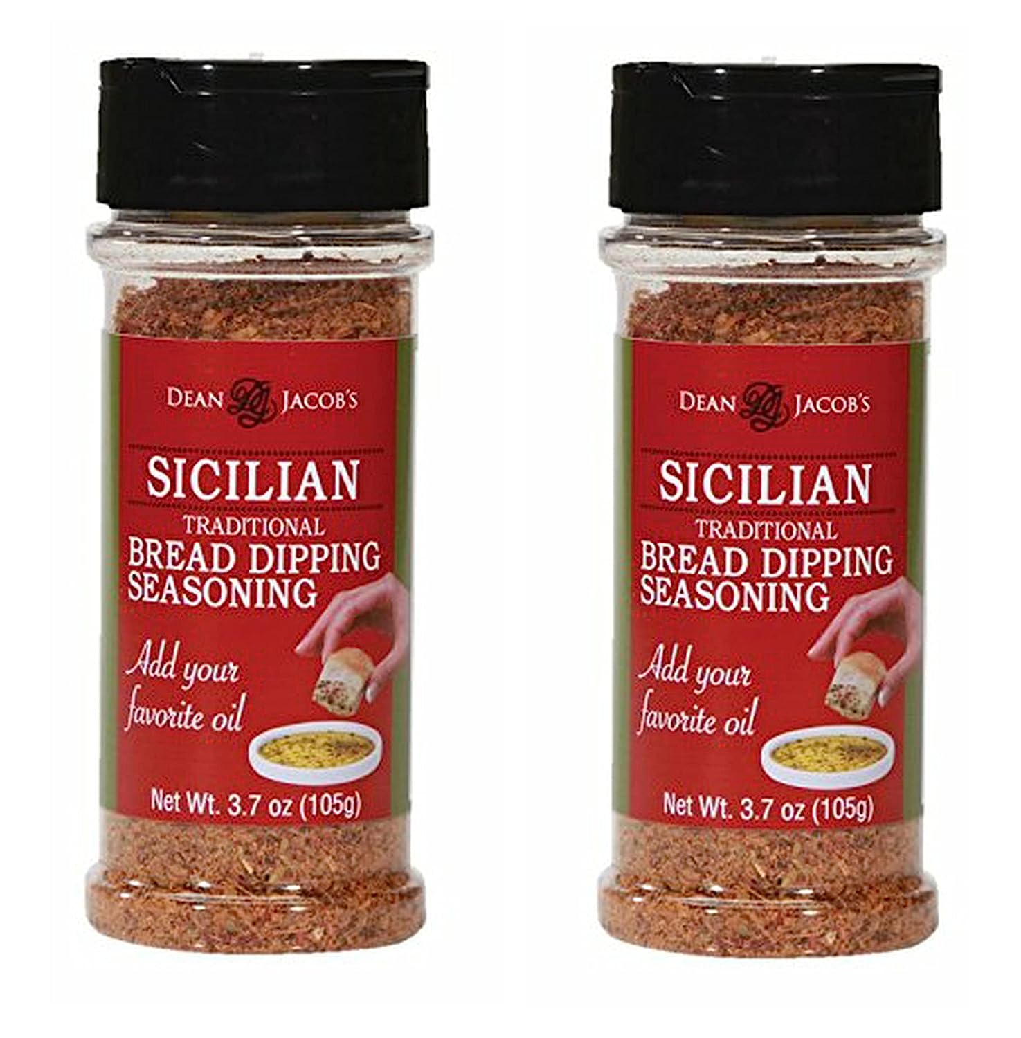 Dean Jacob's Sicilian Bread Dipping Seasoning ~ 3.7 oz. Stacking Jar 2 pack