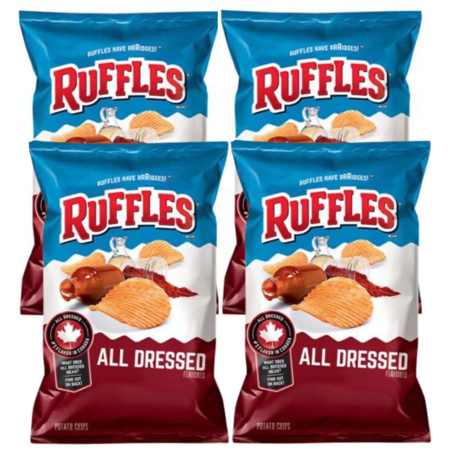 Ruffles All Dressed Ridged Potato Chips, 7.05oz (Pack of 4) Ships from USA