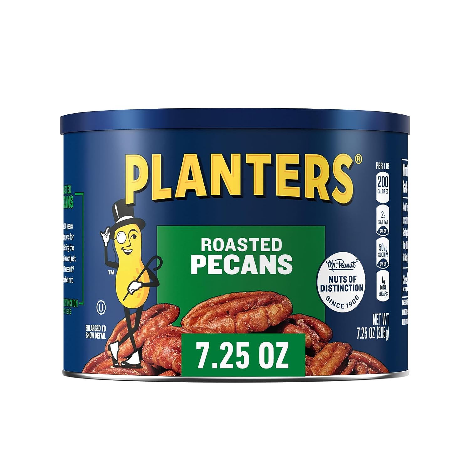 PLANTERS Roasted Pecans, 7.25 oz. Resealable Canister - Salted Pecans - Snacks for Adults - Kids Snacks - Vegan Snacks, Kosher