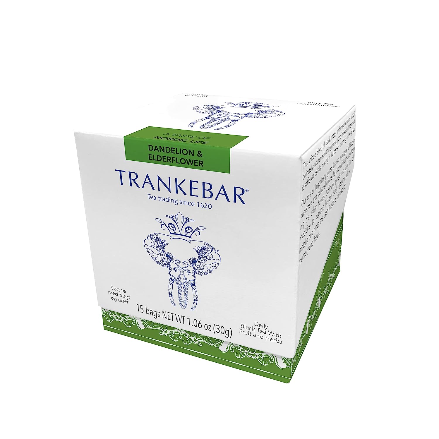 Trankebar Black Tea Herbal Infusion (Dandelion & Elderflower, 1 pack of 15 tea bags) Specialty Indian Tea with Nordic Herbs and Fruits