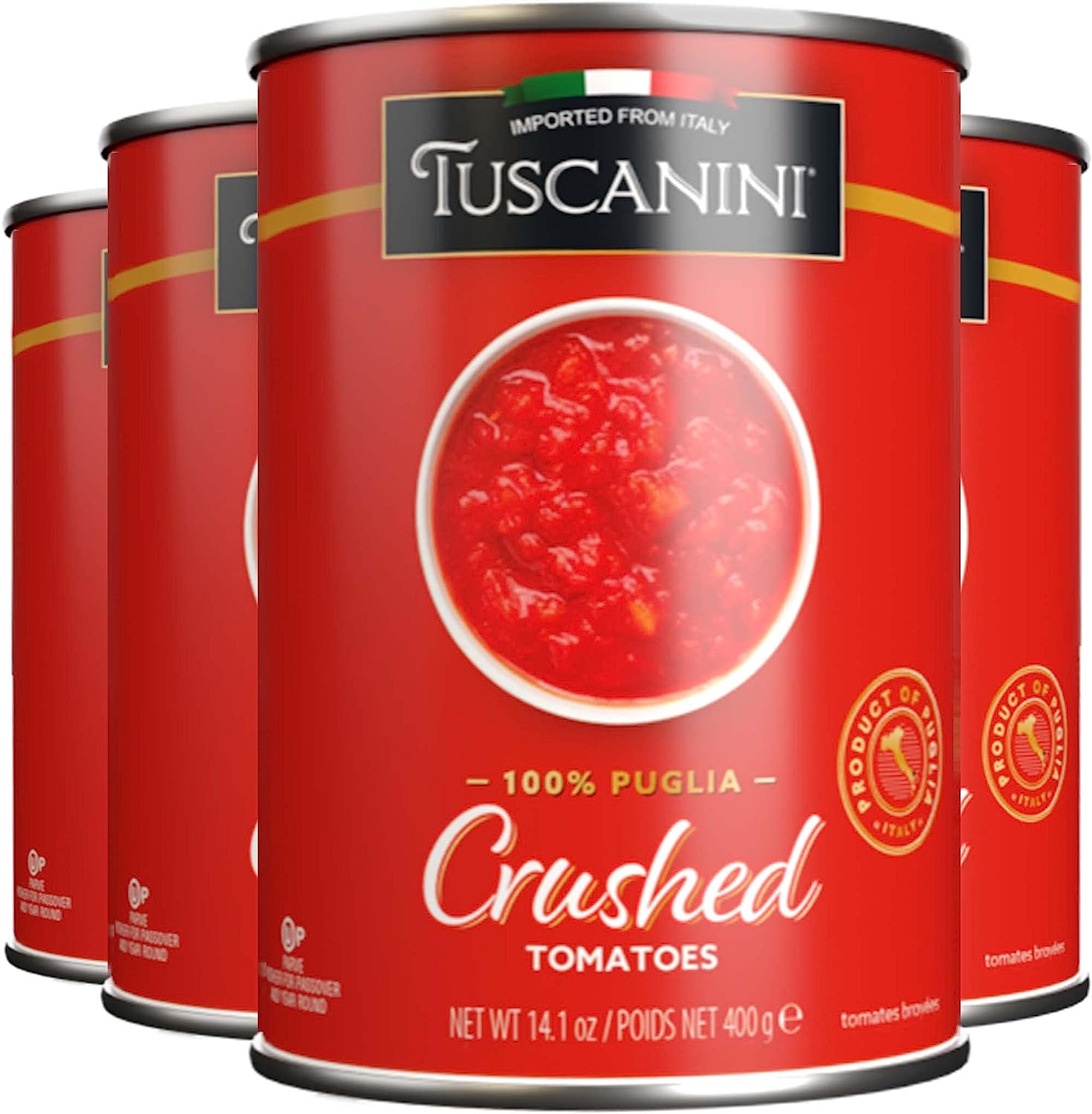 Tuscanini Crushed Tomatoes 14.1oz (4 Pack) | BPA Free Can, 100% Italian Tomatoes, Perfect for Pizza and Sauces, Kosher for Passover