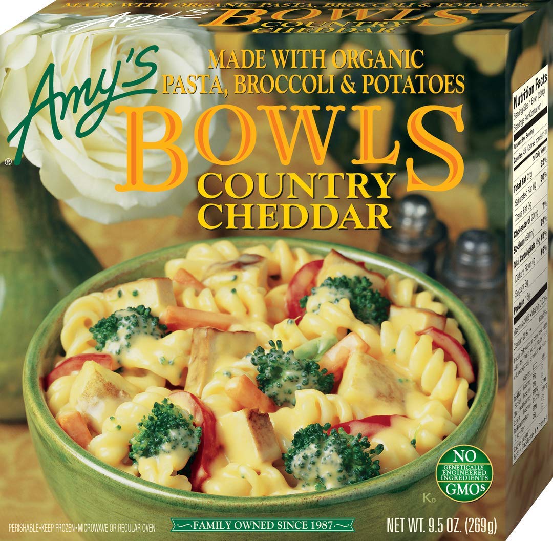 Amy's Frozen Meal, Country Cheddar Bowl, Made with Organic Potatoes, Carrots and Broccoli, 9.5 oz.