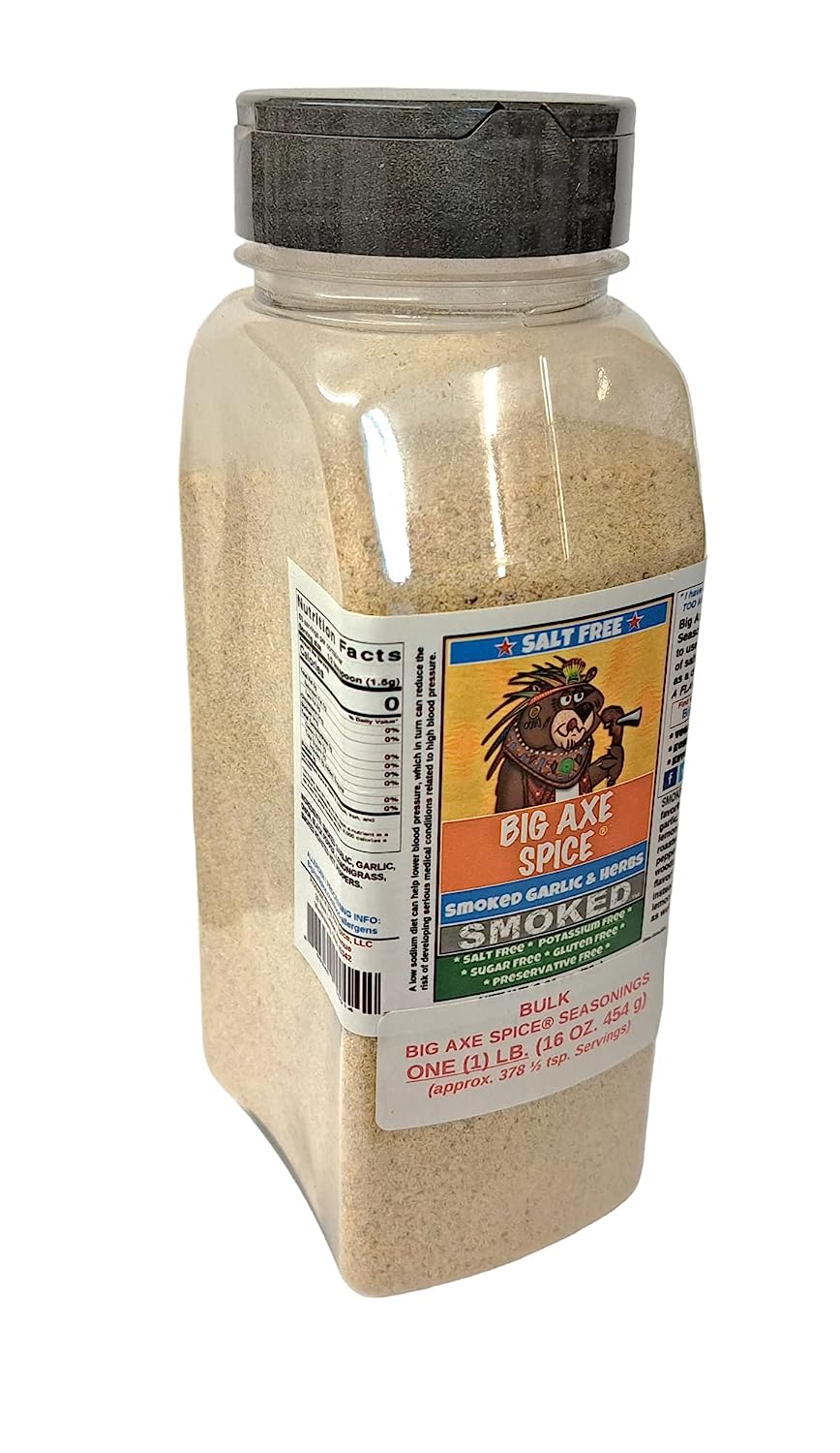 Chef Size Bottle (16 oz) Smoked Garlic & Herbs All Purpose - Big Axe Spice Salt-Free Seasonings