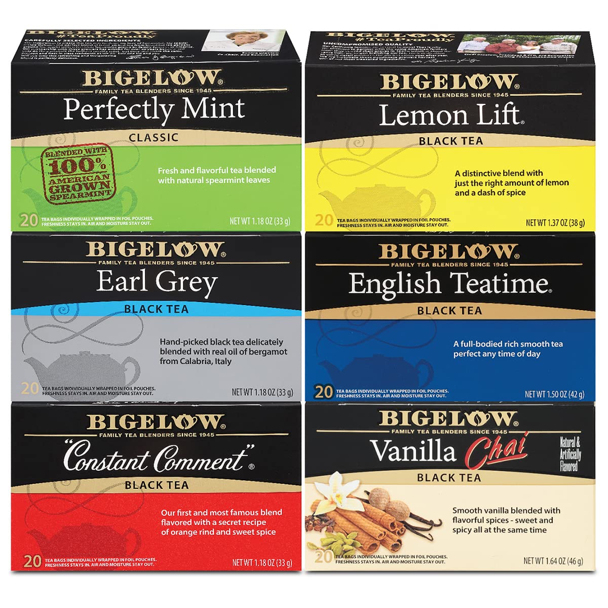 Bigelow Tea Black Tea 6 Flavor Variety Pack