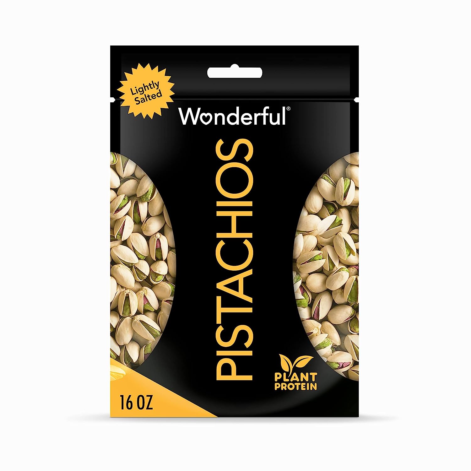 Wonderful Pistachios, In-Shell, Lightly Salted Nuts, 16oz Resealable Bag