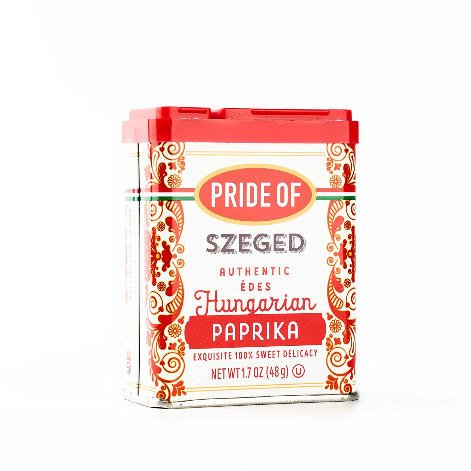 Pride Of Szeged Hungarian Sweet Paprika, Authentic Hungarian Sourced, Single Ingredient Premium Spice | Gluten Free | Kosher | Non-GMO | 1.7 oz. Tin, 1-Count