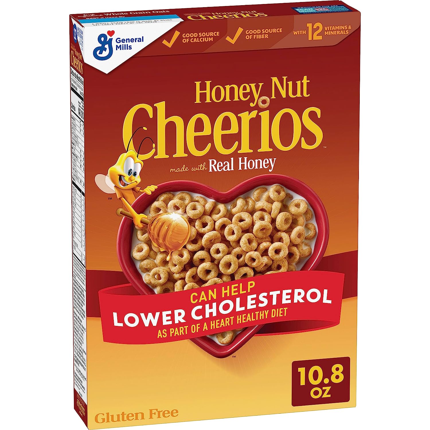 Honey Nut Cheerios Heart Healthy Cereal, Gluten Free Cereal With Whole Grain Oats, 10.8 OZ