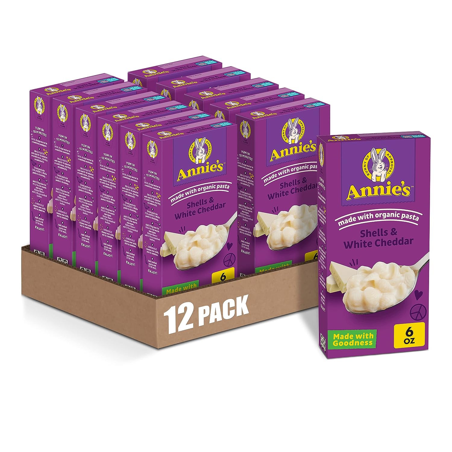 Annieâ€™s White Cheddar Shells Macaroni & Cheese Dinner with Organic Pasta