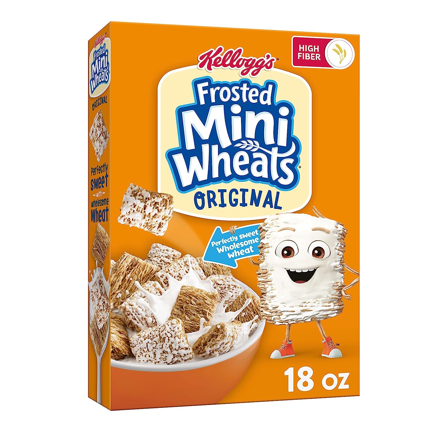 Kellogg's Frosted Mini-Wheats Cold Breakfast Cereal, High-Fiber, Whole Grain, Original, 18oz Box (1 Box)