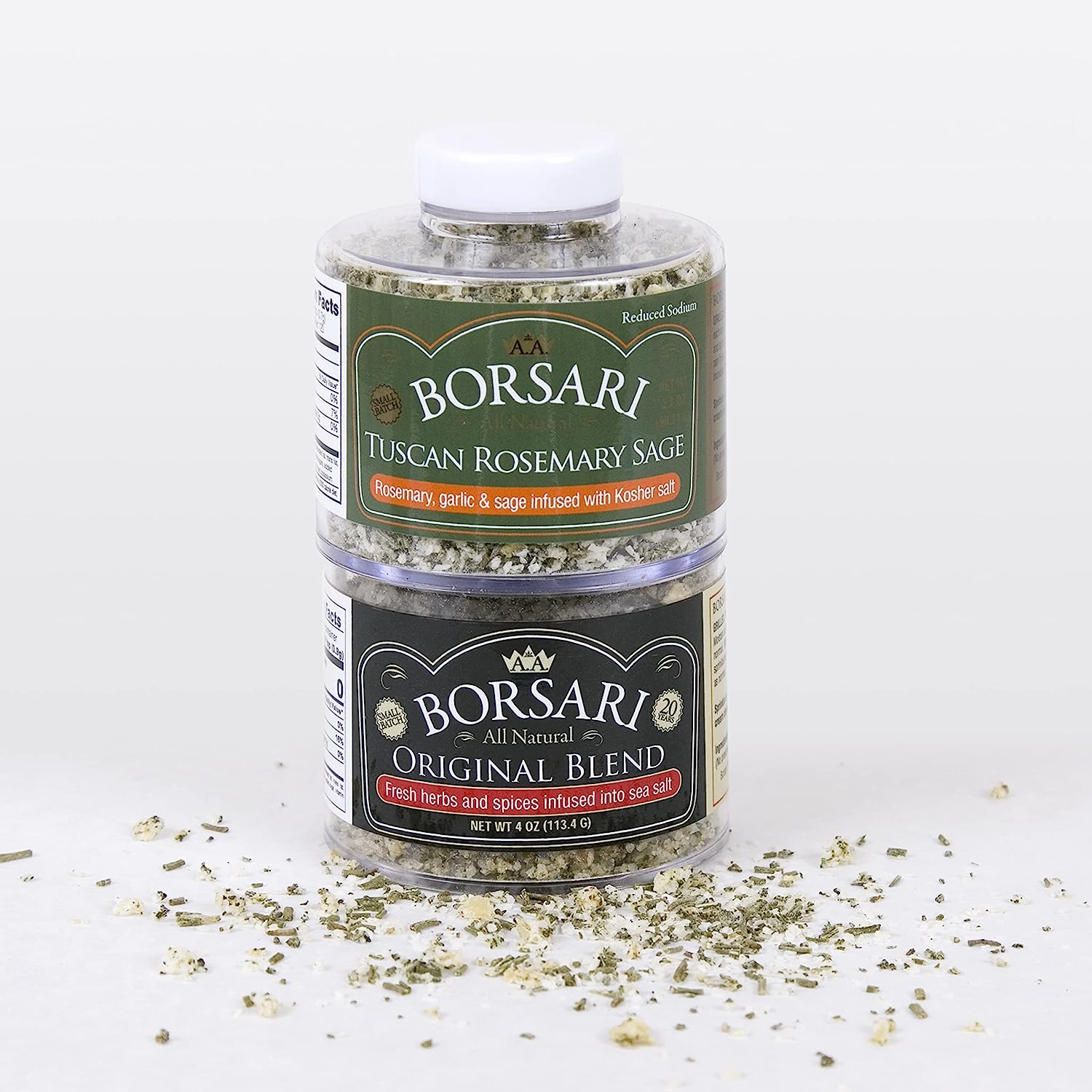 Borsari Original AND New Tuscan Rosemary Sage Seasoned Salt Blends - Gourmet Seasonings With Herbs and Spices - All Natural Seasoning for Cooking (Original + Tuscan Rosemary Sage (Pack of 2))