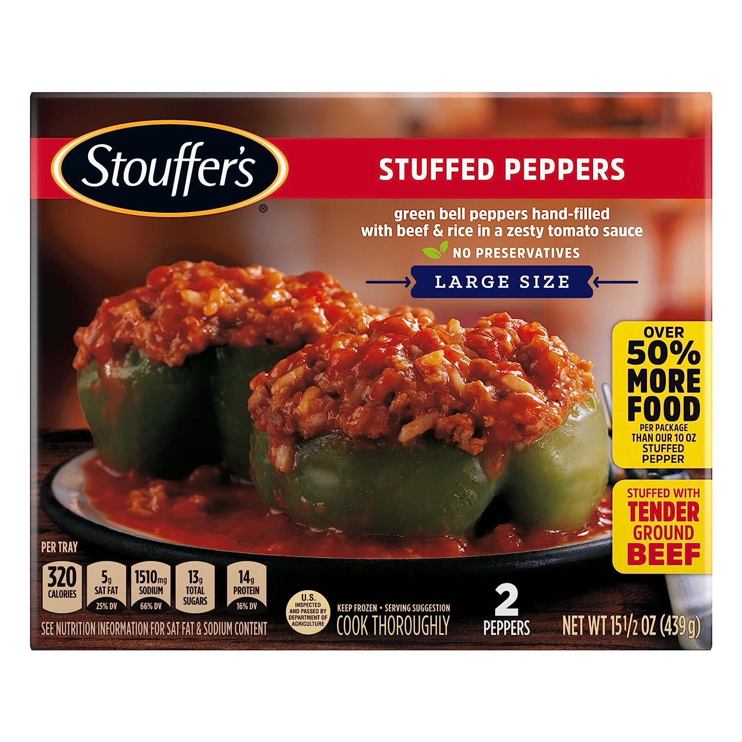 Stouffer's Stuffed Peppers Large Size Frozen Meal