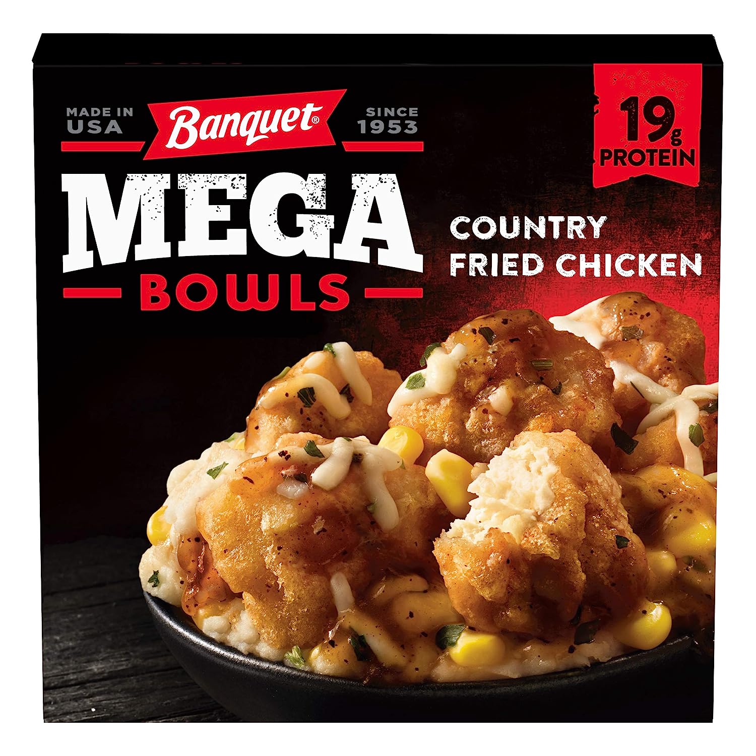 Banquet Mega Bowls Country Fried Chicken, Frozen Meal, 14 oz