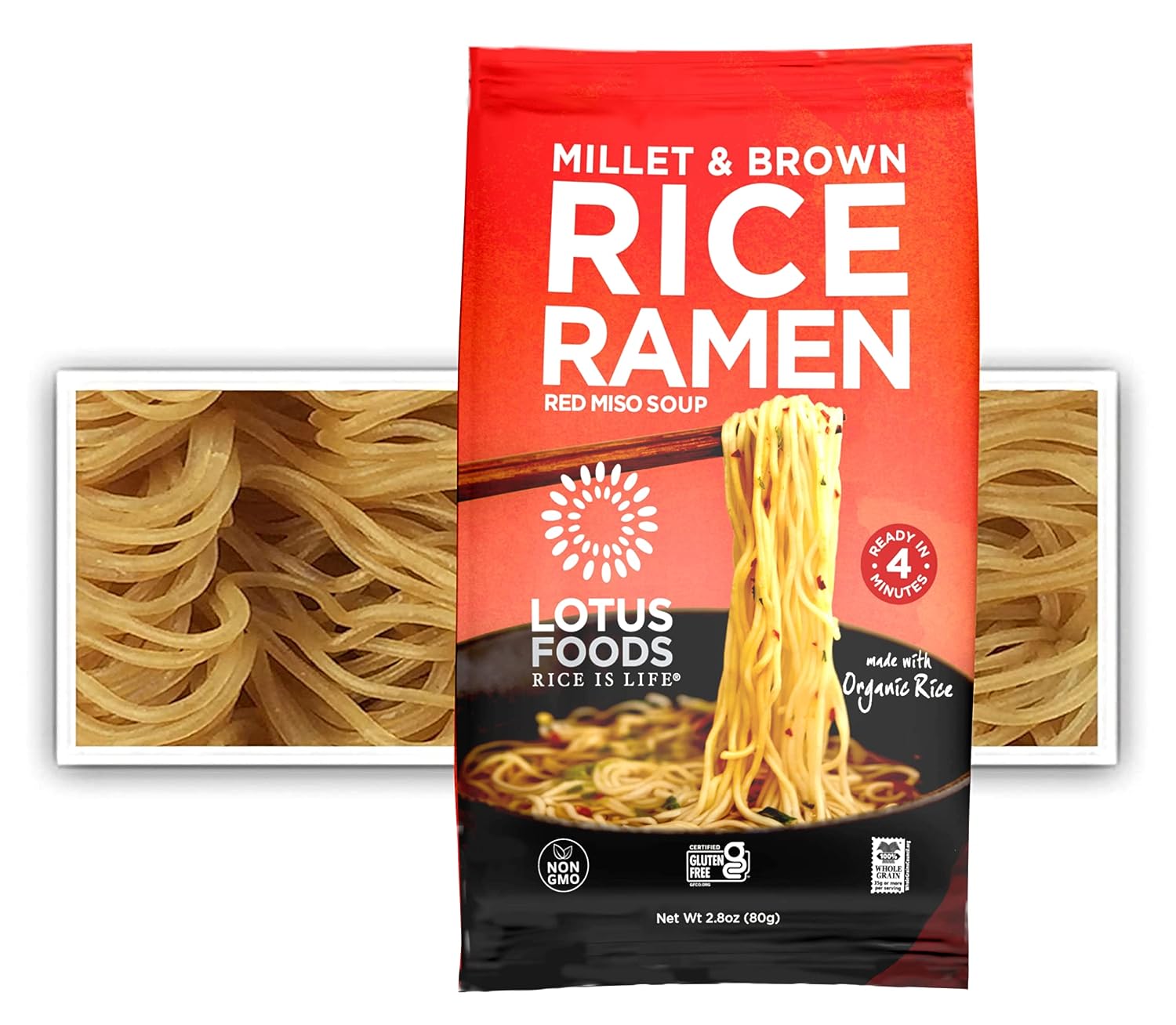 Lotus Foods Bulk Food Organic Millet & Brown Rice Ramen Noodles with Red Miso Soup