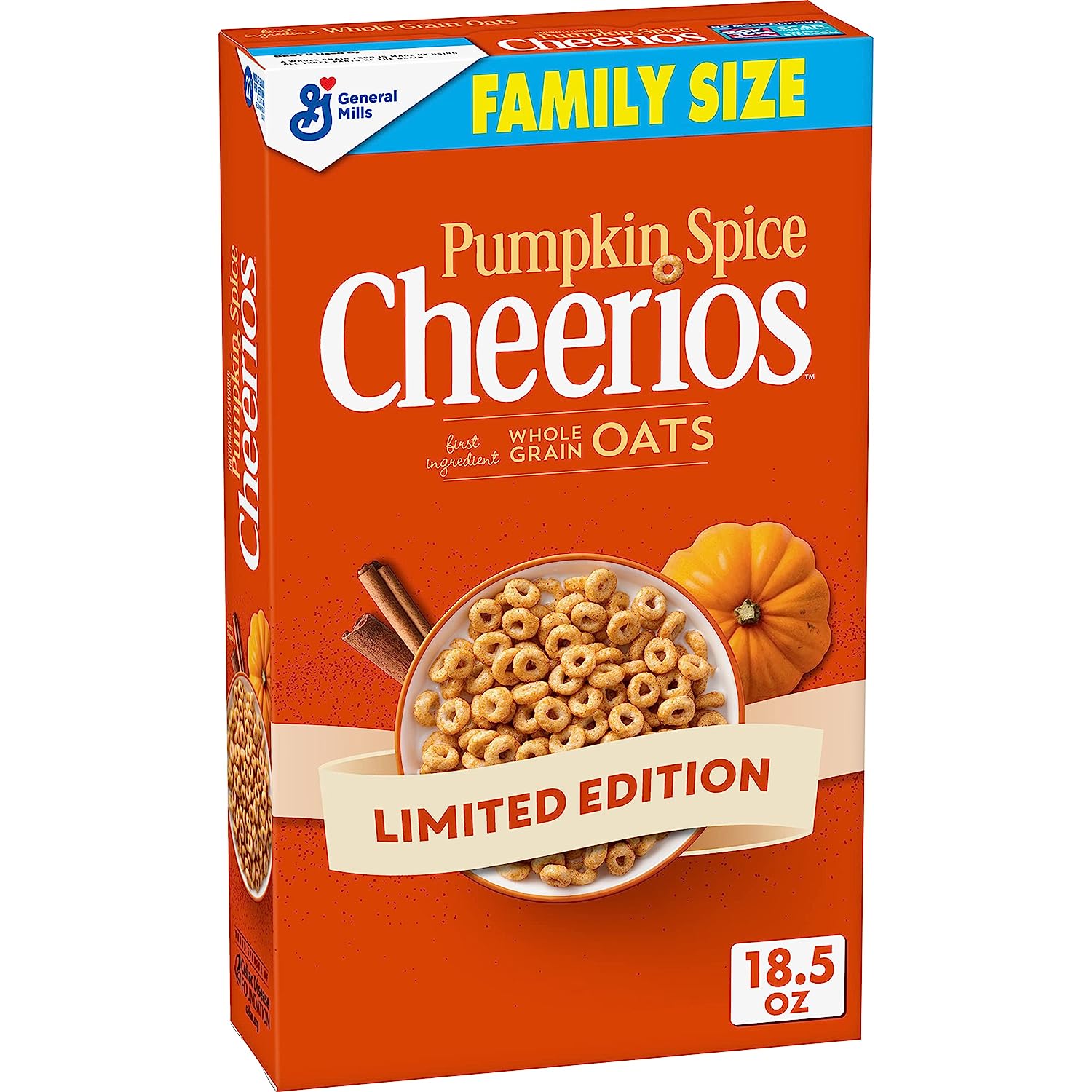 Cheerios Pumpkin Spice Breakfast Cereal, Family Size, 18.5oz