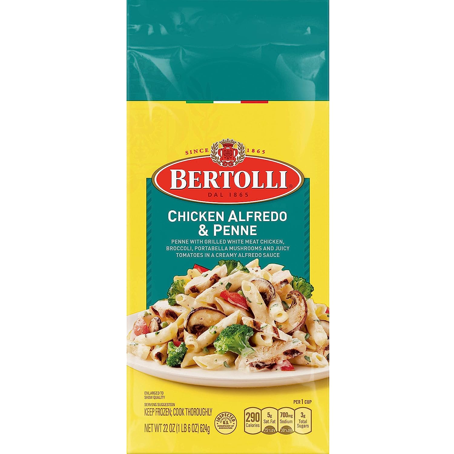 Bertolli Chicken Alfredo & Penne Frozen Meals With Broccoli, Portabella Mushrooms & Tomatoes, 22 oz