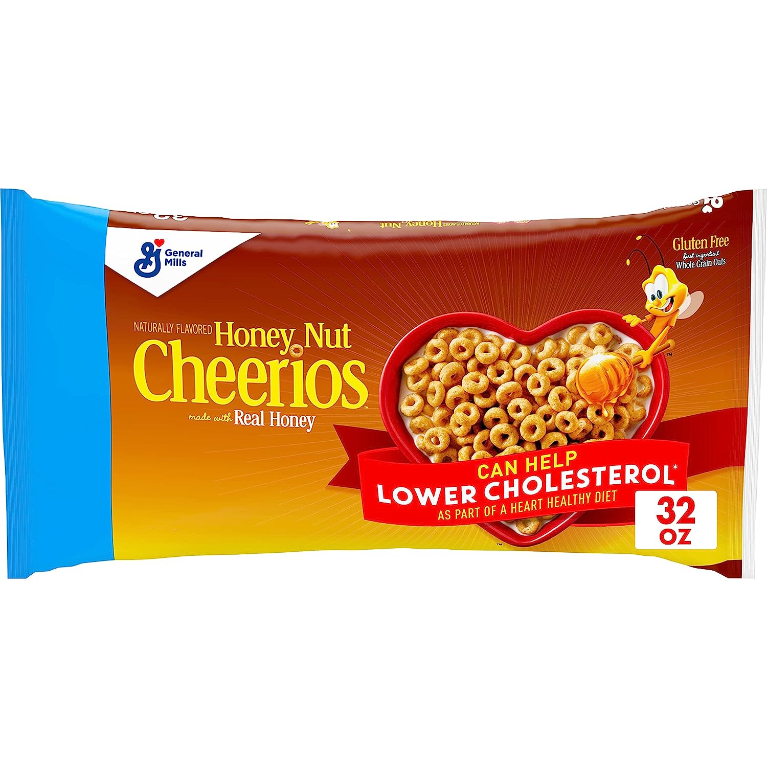 Honey Nut Cheerios Heart Healthy Cereal, 32 OZ Resealable Bag