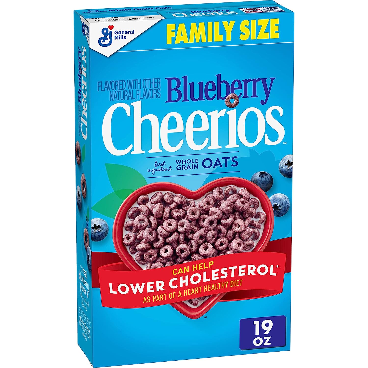 Blueberry Cheerios Heart Healthy Cereal, Gluten Free Cereal With Whole Grain Oats, 19 OZ Family Size