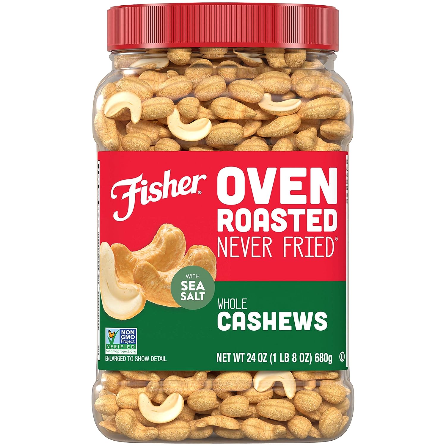 Fisher Snack Oven Roasted Never Fried Whole Cashews