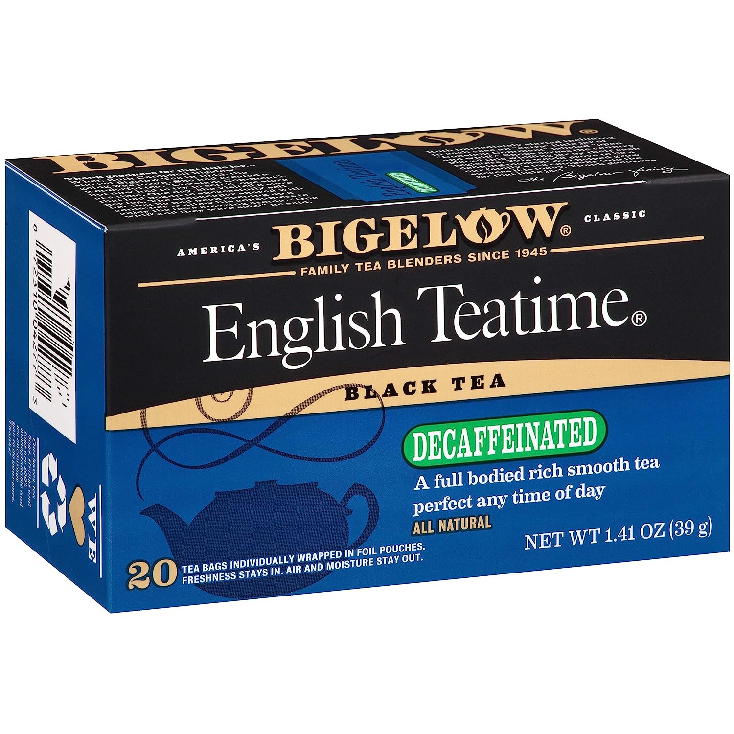 Bigelow Tea Decaffeinated English Teatime Black Tea, 20 Count (Pack of 6), 120 Total Tea Bags