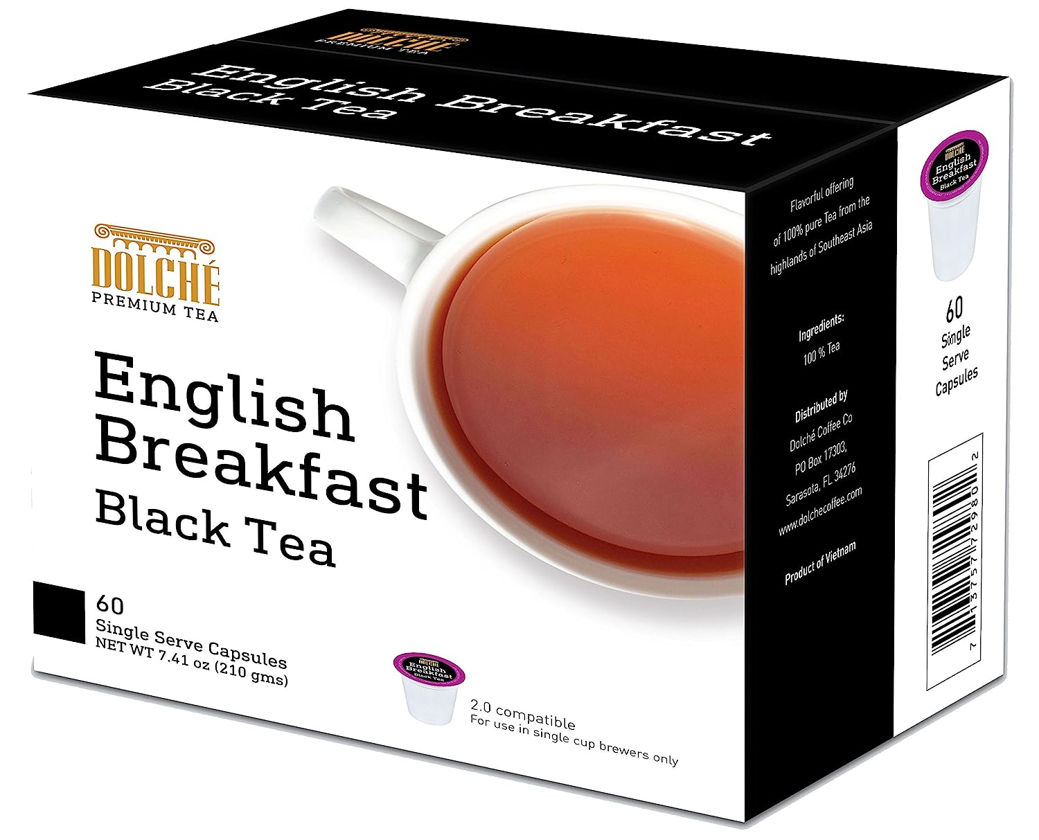 Dolche Premium Tea - 2.0 Compatible Single Serve Cups (English Breakfast Black Tea