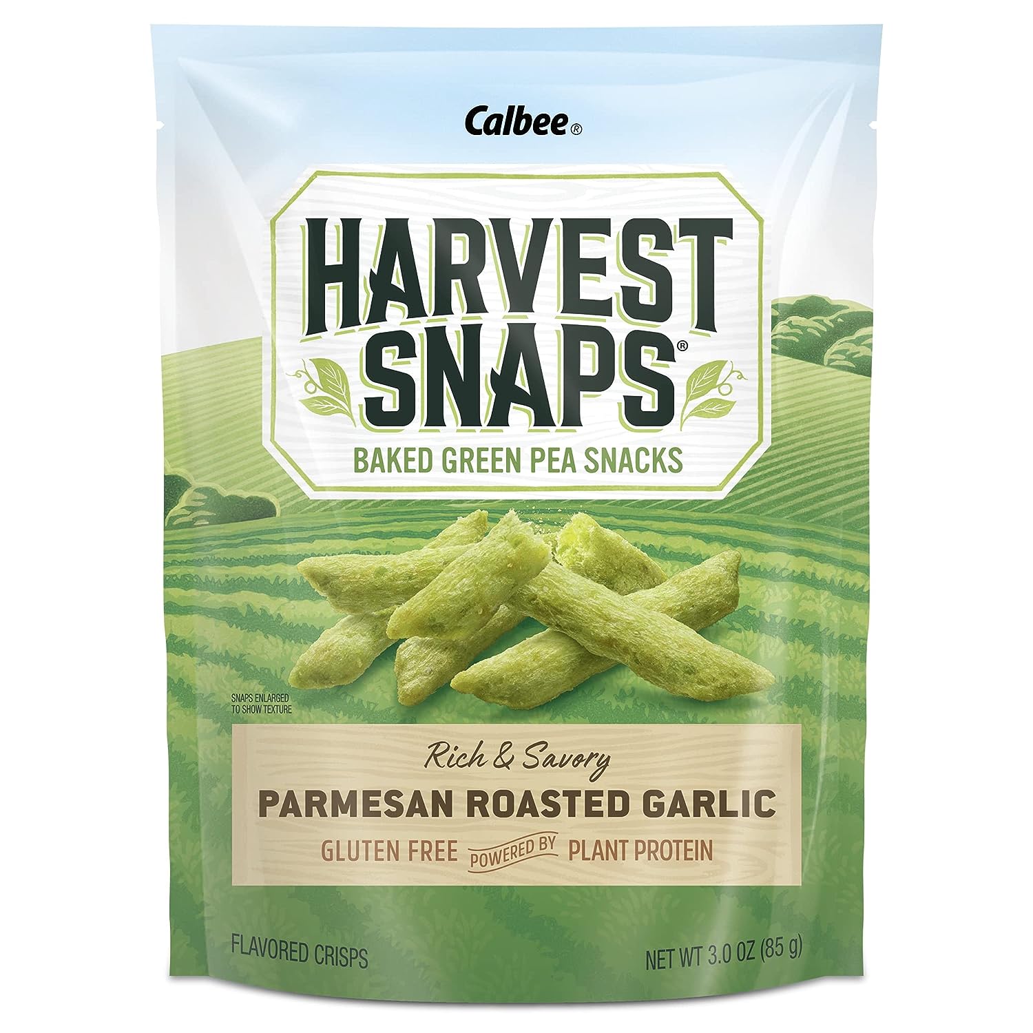 Harvest Snaps Veggie Chips (Green Pea Snack Crisps Parmesan Roasted Garlic