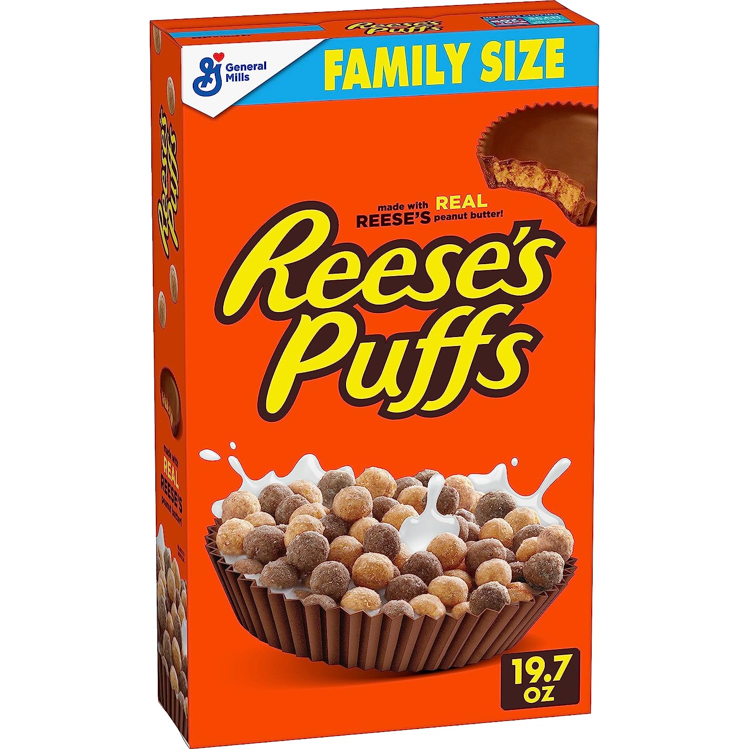 Reese's Puffs Breakfast Cereal, Chocolate Peanut Butter with Whole Grain, 19.7 oz