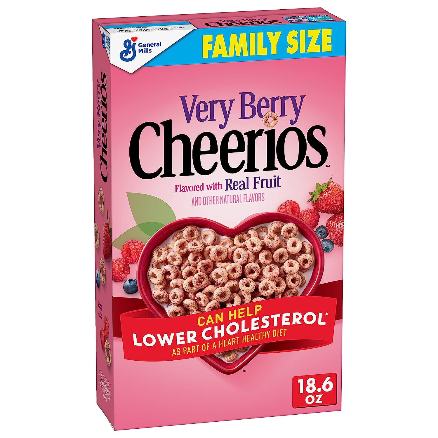 Very Berry Cheerios Heart Healthy Cereal, Gluten Free Cereal With Whole Grain Oats, 18.6 OZ Family Size