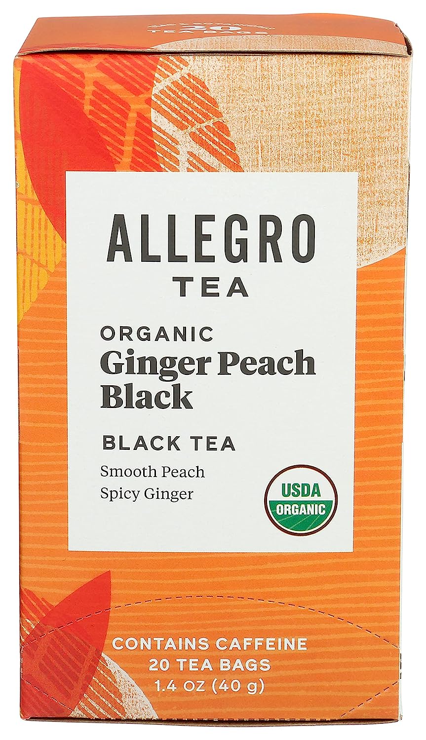 Allegro Tea, Organic Ginger Peach Black Tea Bags, 20 ct