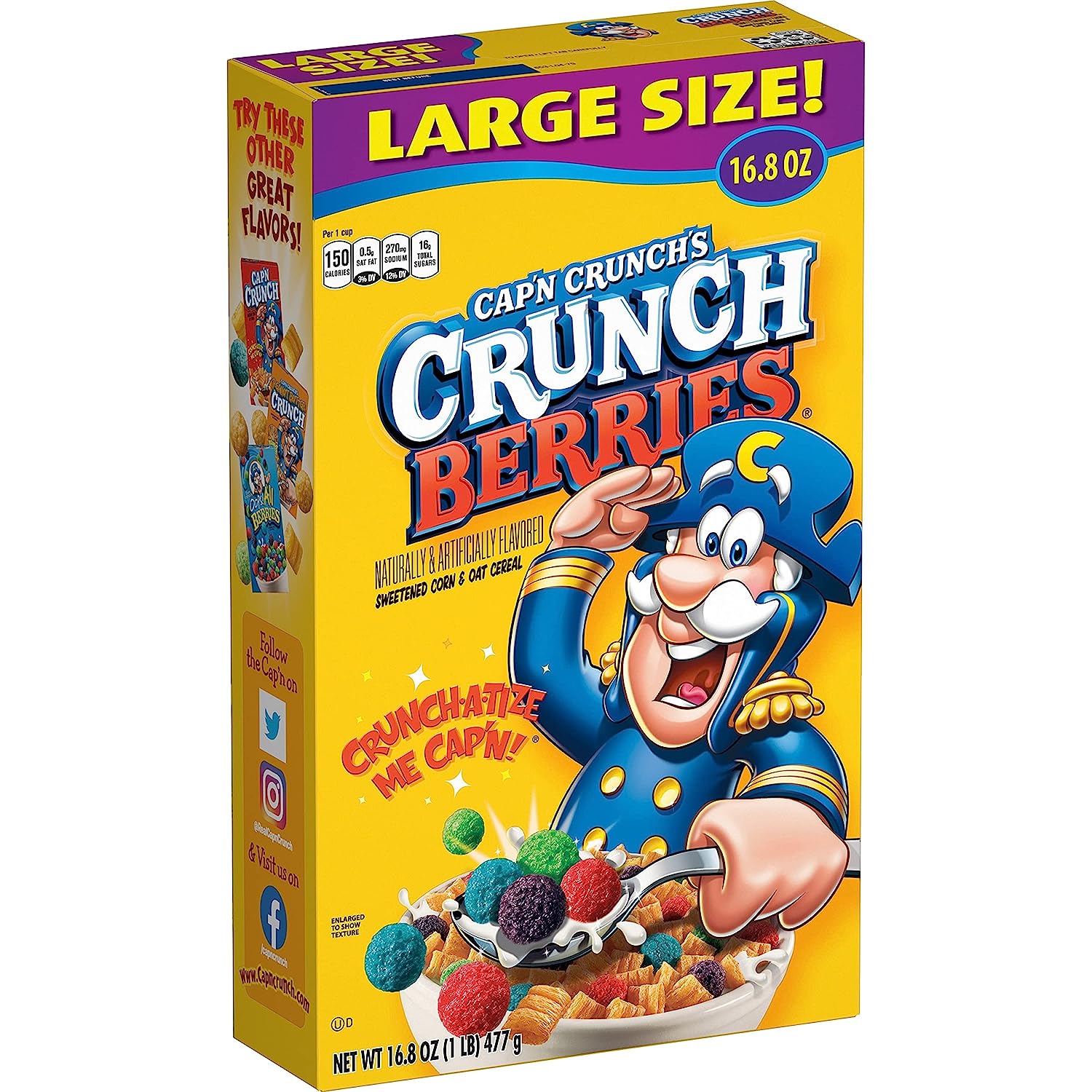 Cap'n Crunch Cereal, Crunch Berries, 16.8oz Box