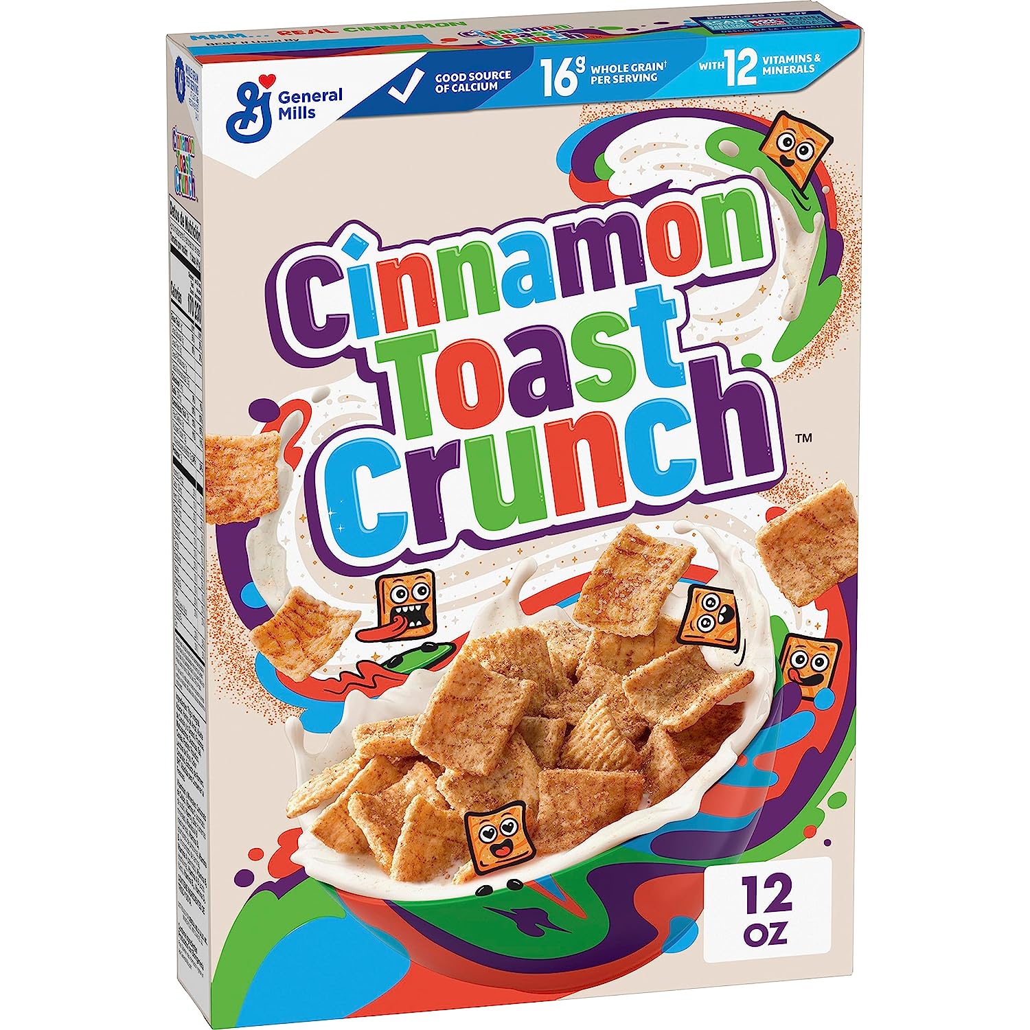 Cinnamon Toast Crunch, Breakfast Cereal, Cinnamon Sugar Squares, 12 oz