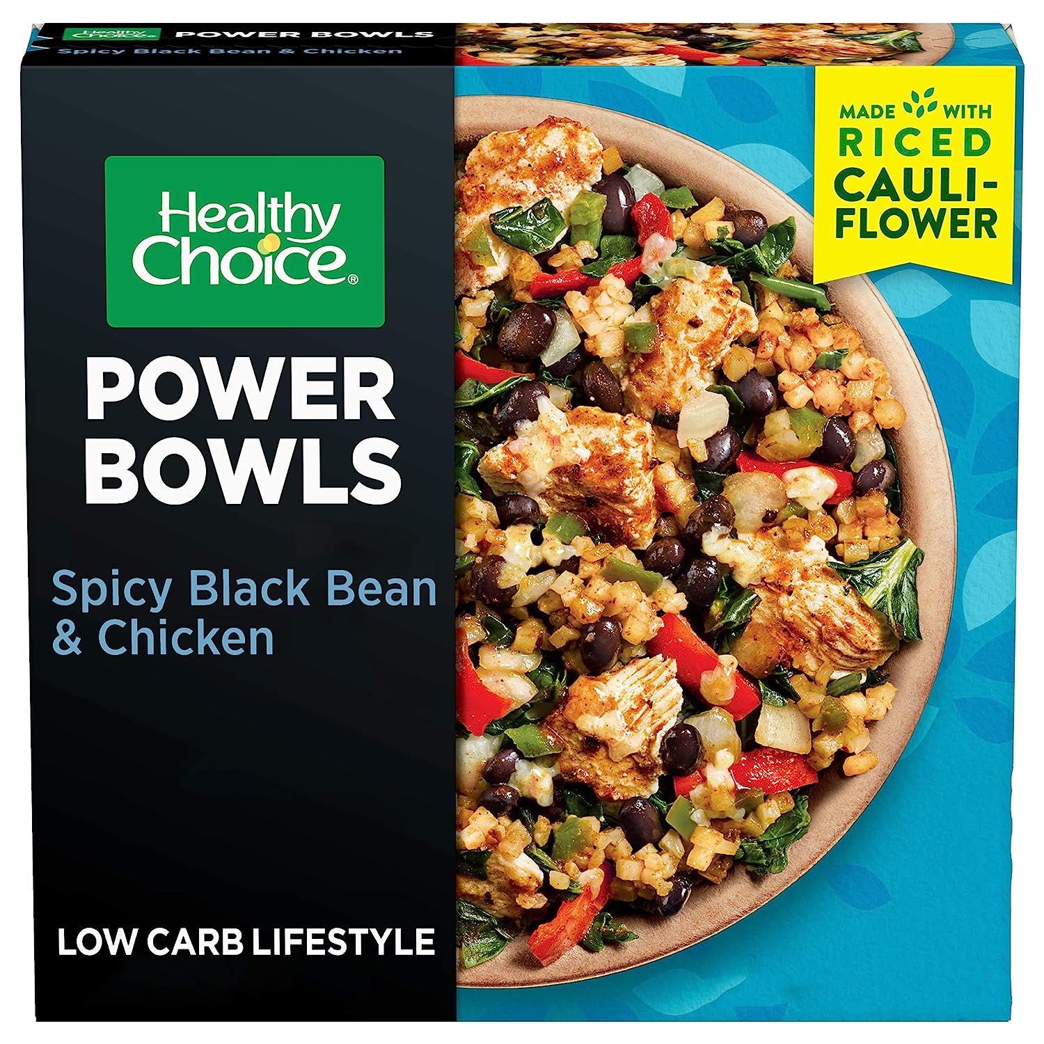 Healthy Choice Power Bowls Spicy Black Beans, Chicken & Riced Cauliflower Frozen Meal, Packed with Protein, 9.25 oz.