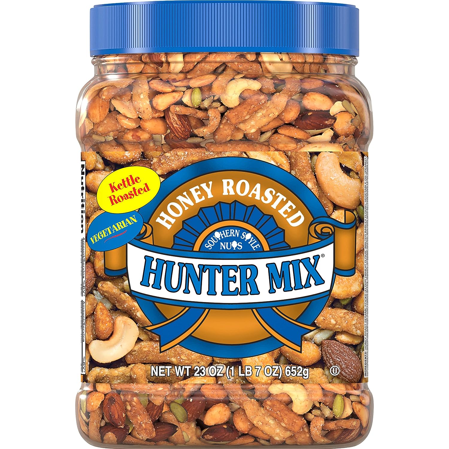 Southern Style Nuts Honey Roasted Hunter Mix, 23 Ounces, Sesame Sticks, Peanuts, Sunflower Kernels, Almonds, Cashews, and Pepitas