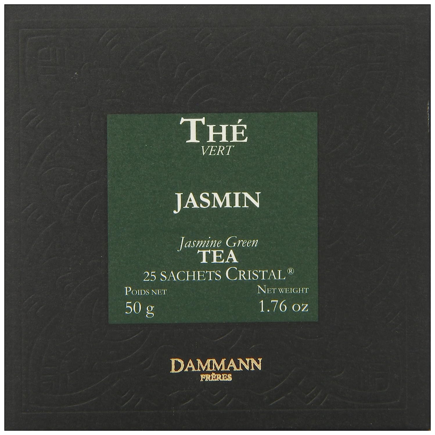 Dammann Freres Sachets, Vert Au Jasmin Tea Bags, Premium Gourmet French Jasmine Green Tea, 25 Count (Single Pack)