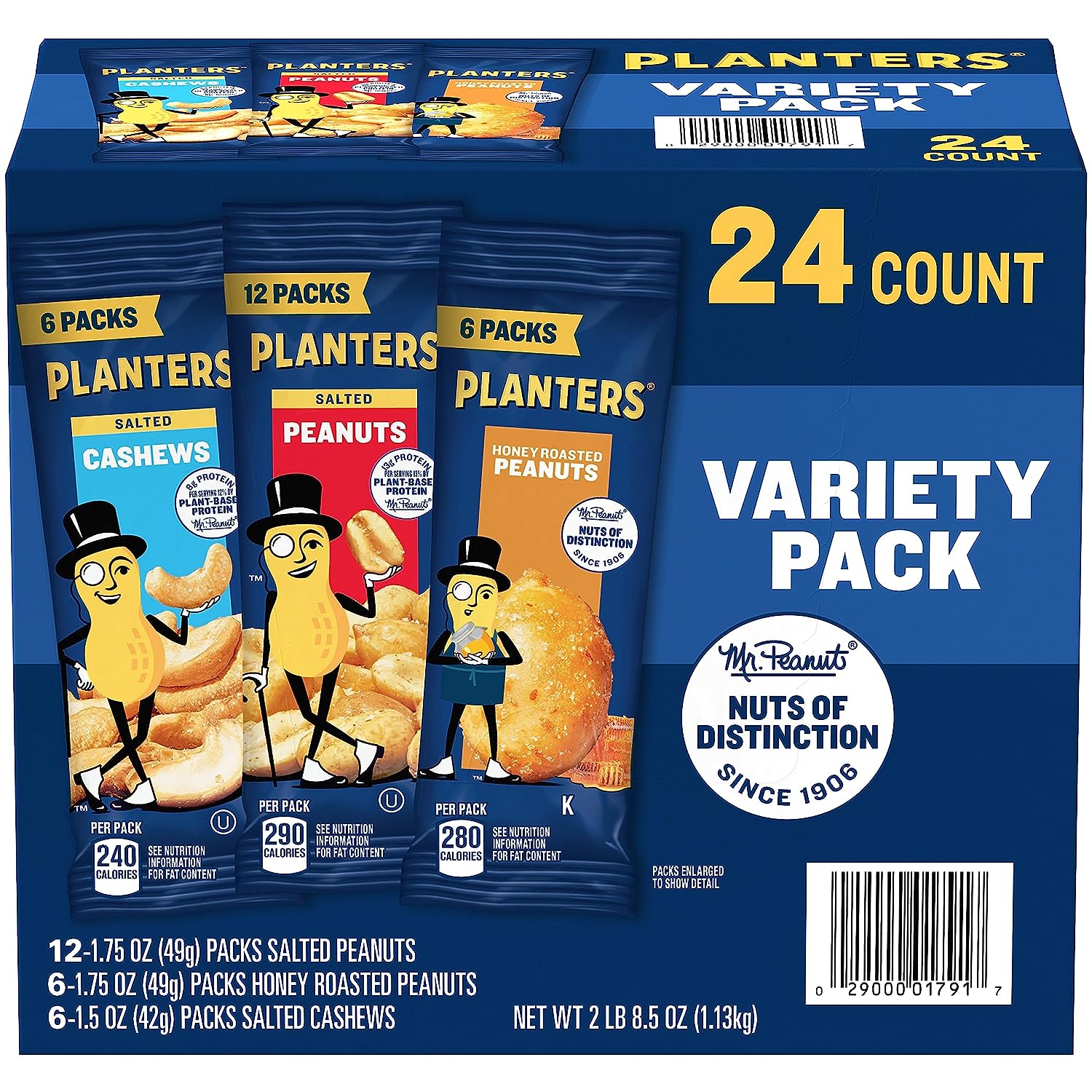 Planters Nuts Cashews and Peanuts Variety Pack Snack Nuts (36 Count - 61.49 Oz total)