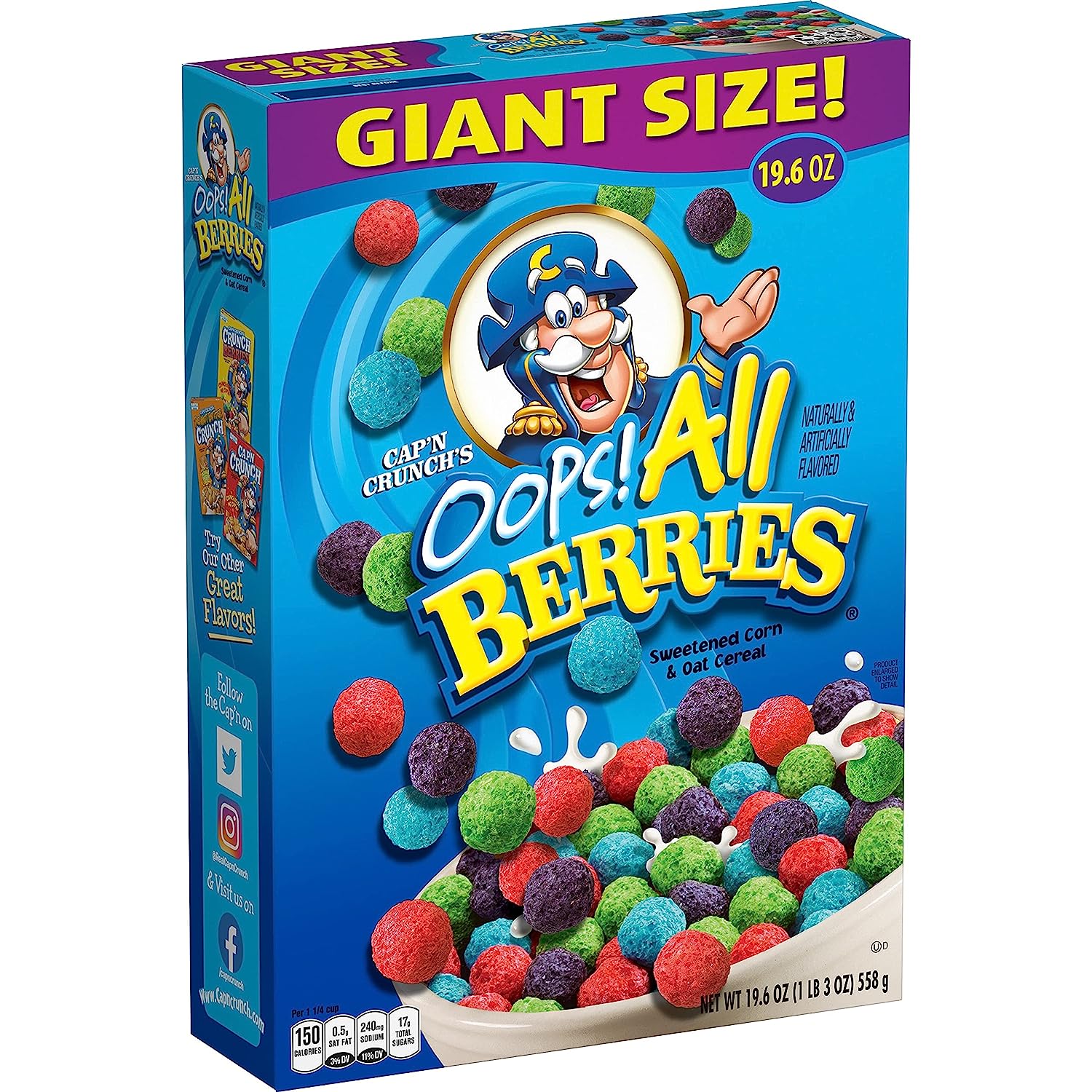 Cap'n Crunch Cereal, Crunch Berries, 19.6oz Box